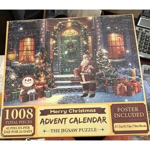Set 2 1008 Piece Merry Christmas Advent Calendar Jigsaw Puzzles NIB